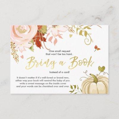 Floral Pumpkin Bring a book Fall Autumn Shower Enclosure Card