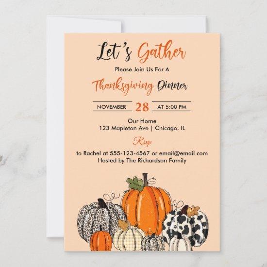 Fumpkin Let's Gather Thankgiving Dinner Party Invitation