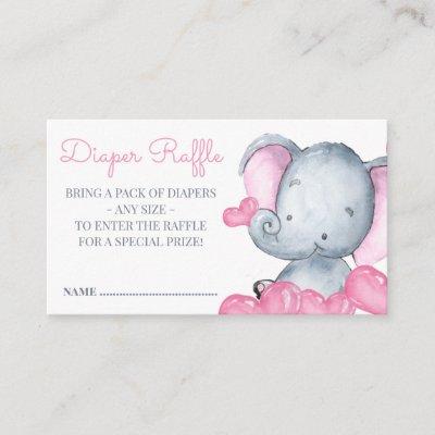 Girl Elephant Baby Shower Diaper Raffle Enclosure Card