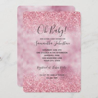 Girly Pink Glam Glitter sparkle Invitation