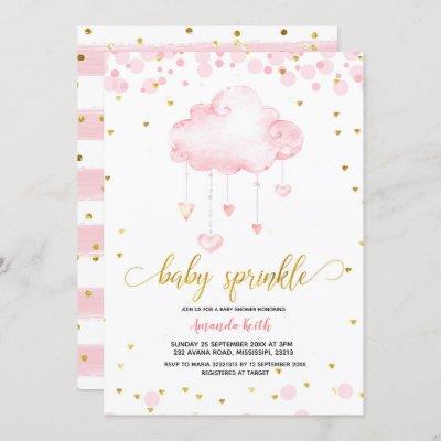 Gold and Pink Raincloud Baby Sprinkle Invitation