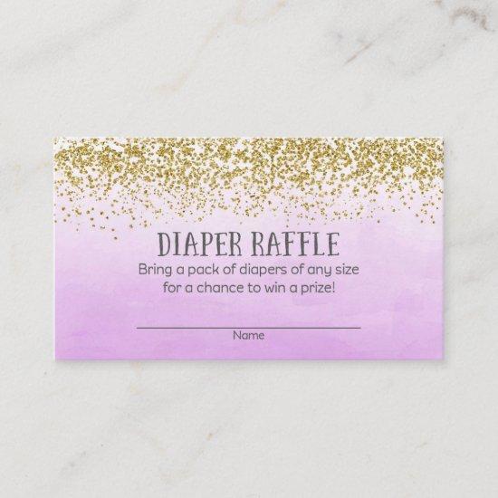Gold and Purple Baby Shower Diaper Raffle Tickets Enclosure Card