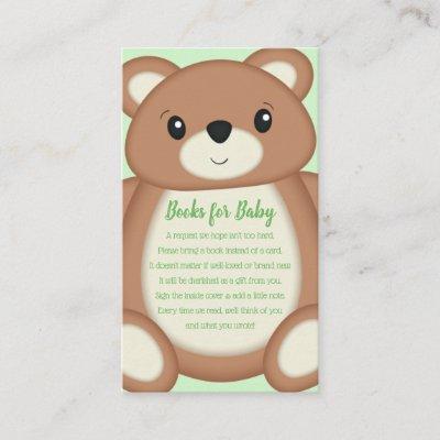 Green Teddy Bear Book Request Enclosure Card