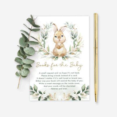 Greenery Bunny Books for Baby Neutral Shower Enclosure Card