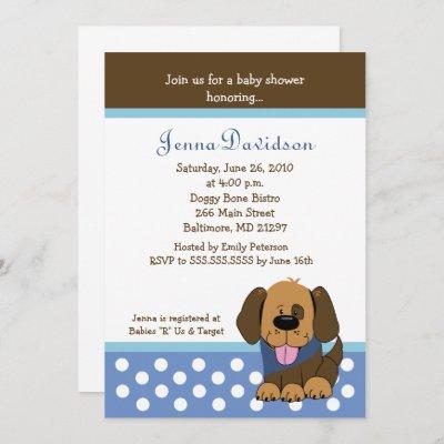 Handsome Puppy Dog Baby Boy Shower Invitation