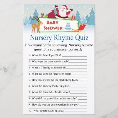 happy santa Nursery Rhyme Quiz baby shower game