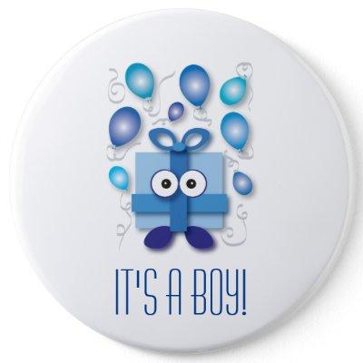 It's a Boy - Blue Cartoon Box - Gender Reveal Pinback Button
