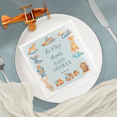 It's A Boy Wooden | Stuffed Toys Baby Shower Napkins