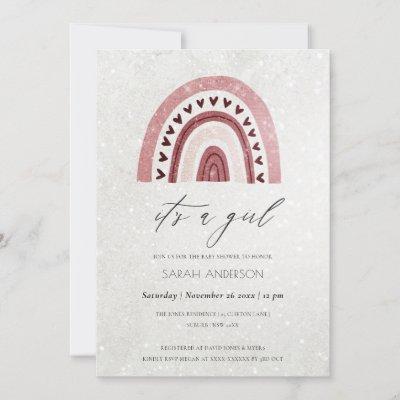 IT'S A GIRL BLUSH PINK RAINBOW BABY SHOWER INVITE