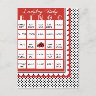 Ladybug Polkadots Baby Shower Bingo Card 19
