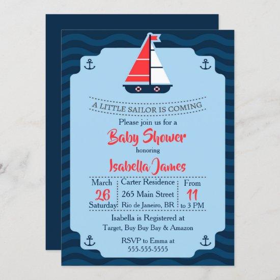 Little Sailor Baby Shower Invite