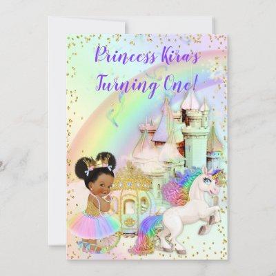 Magical Rainbow Princess Castle Carriage Unicorn Invitation