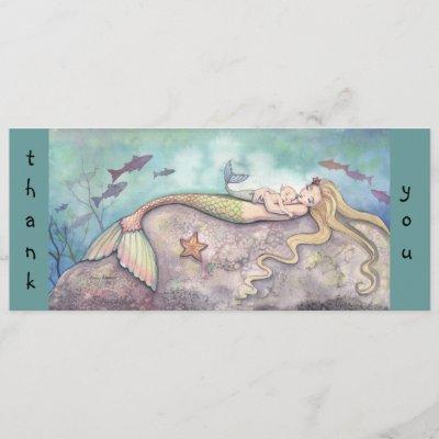 Mermaid Baby Shower Thank You Notes Invitation