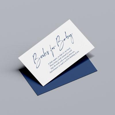 Modern Blue Modern Handwritten Books for Baby Enclosure Card