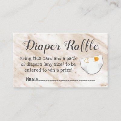 Modern Tan Marble Baby Shower Diaper Raffle Cards