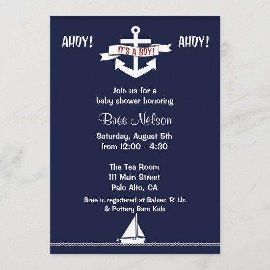Nautical Anchor Baby Shower : Invitation