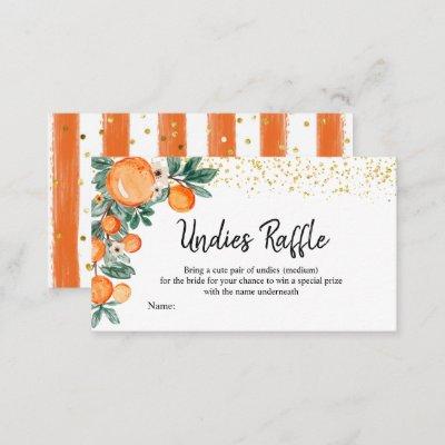 Orange main squeeze Bridal shower Undies Raffle Enclosure Card