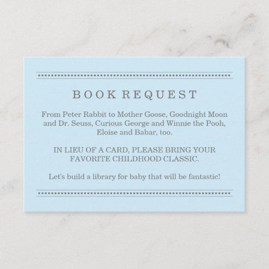Pale Blue Baby Shower Book Request Enclosure Card