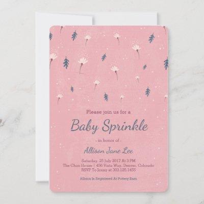 Pink Floral Baby Sprinkle Invitation