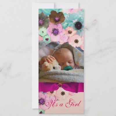 PINK ROSES AND BOW, BABY SHOWER PHOTO TEMPLATE
