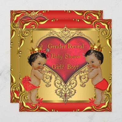 Regal Red Gold Gender Reveal Baby Shower Ethnic Invitation