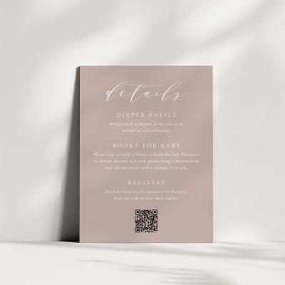Rose Taupe Script Baby Shower Enclosure Card