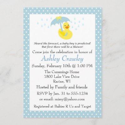 Rubber Ducky Baby Boy Shower invite - customize