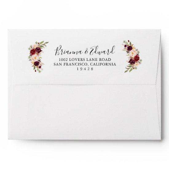 Rustic Boho Colorful Floral Wedding Invitation Envelope