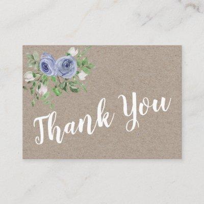 Rustic Floral Blue Rose Thank You Baby Shower Enclosure Card