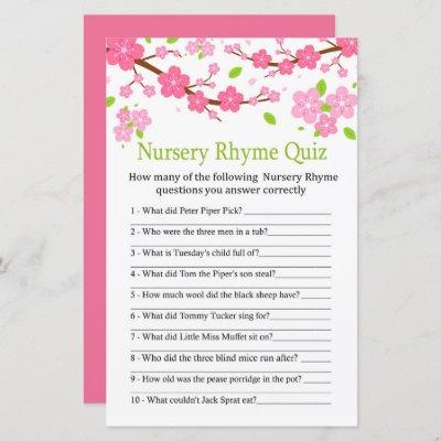 Sakura branch Nursery Rhyme Quiz baby shower game