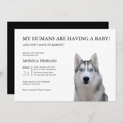 Siberian Husky Baby Shower Minimalist Invitation
