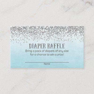 Silver and Blue Baby Shower Diaper Raffle Tickets Enclosure Card