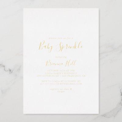 Simple Minimalist Baby Sprinkle Gold  Foil Invitation
