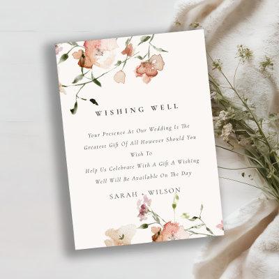 Soft Blush Meadow Floral Wishing Well Wedding Enclosure Card