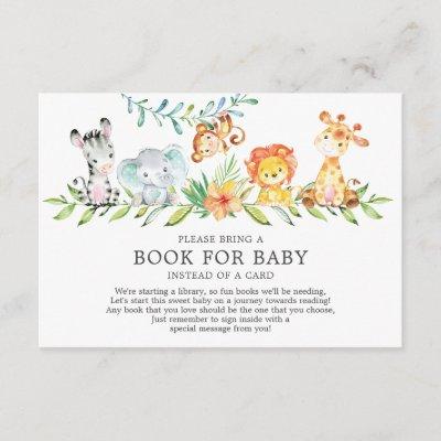Sweet Safari Animals Baby Shower Book for Baby Enclosure Card