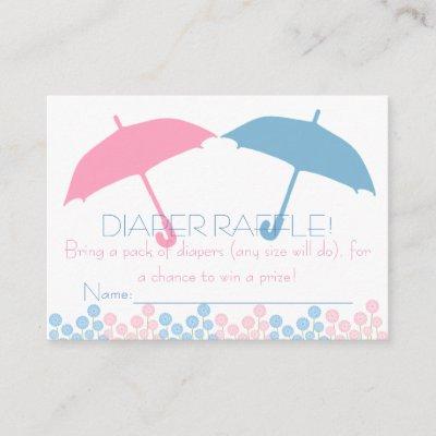 Twins Baby Shower Umbrella Diaper Raffle Tickets Enclosure Card