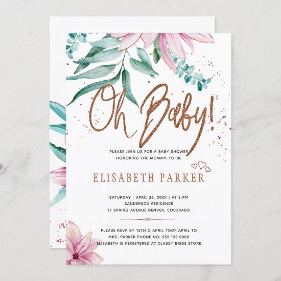 Typography modern oh baby floral