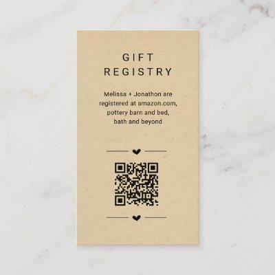 Unique QR Code Gift Registry Card Insert