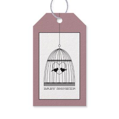 Vintage Heart Birdcage Baby Shower Gift Tags