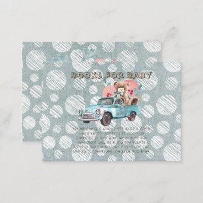 Vintage Teal Truck Teddy Bear Books For Baby Business Card