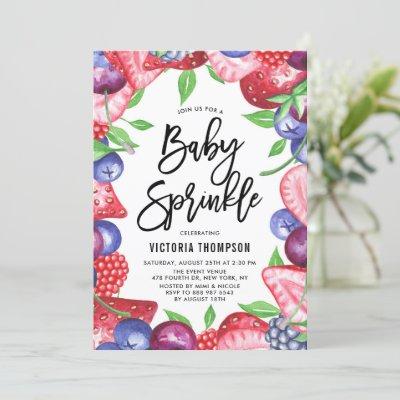 Watercolor Berries Frame Summer Baby Sprinkle Invitation