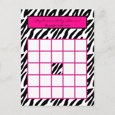 Writable Bingo Card Hot Pink Zebra Print