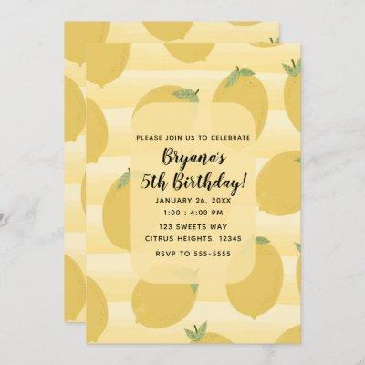Yellow Lemons Summer Fruit Bright Birthday Party Invitation